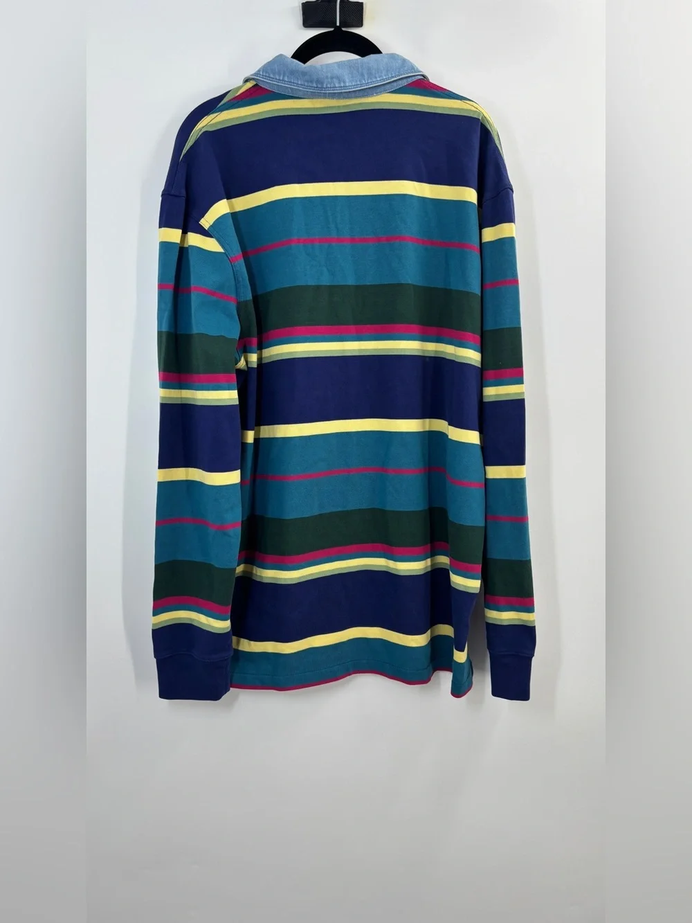 J.Crew Rugby shirt in stripe with denim collar